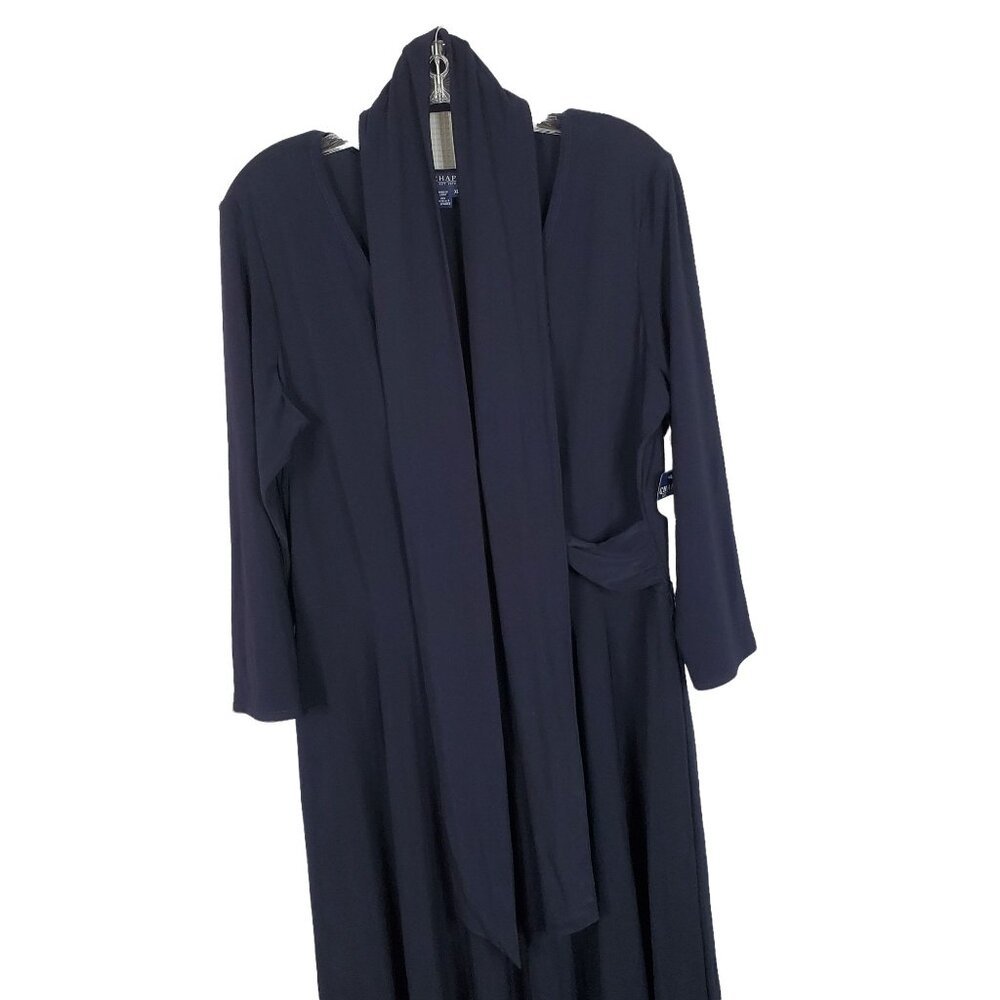 Chaps NWT Size XL Dress V-neck Surplice Liquid Jersey Palm Beach Belt Full Hem - Picture 10 of 10